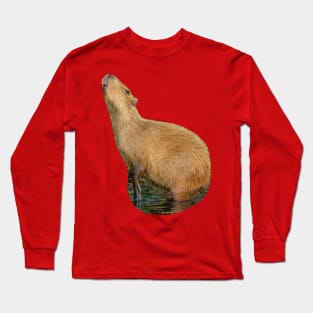 Capybara sniffing the morning air Long Sleeve T-Shirt